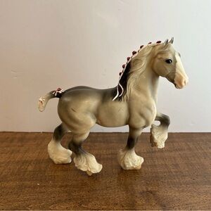 Retired Classic Breyer Horse #627 Light Dapple Grey Shire Red Ribbons Cl